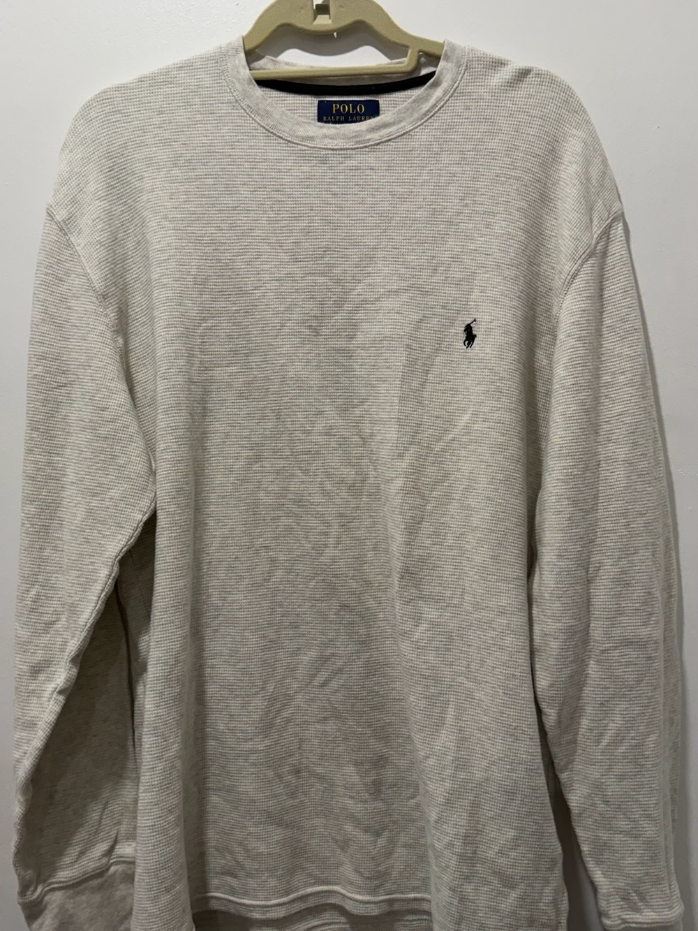Polo by Ralph Lauren Cream Waffle-Knit Crew Sweatshirt